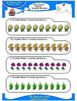 Çocuklar İçin Sayılar Çalışma Sayfaları 